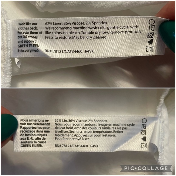 Eileen Fisher white linen blend long sleeve blouse top size L - Picture 11 of 14